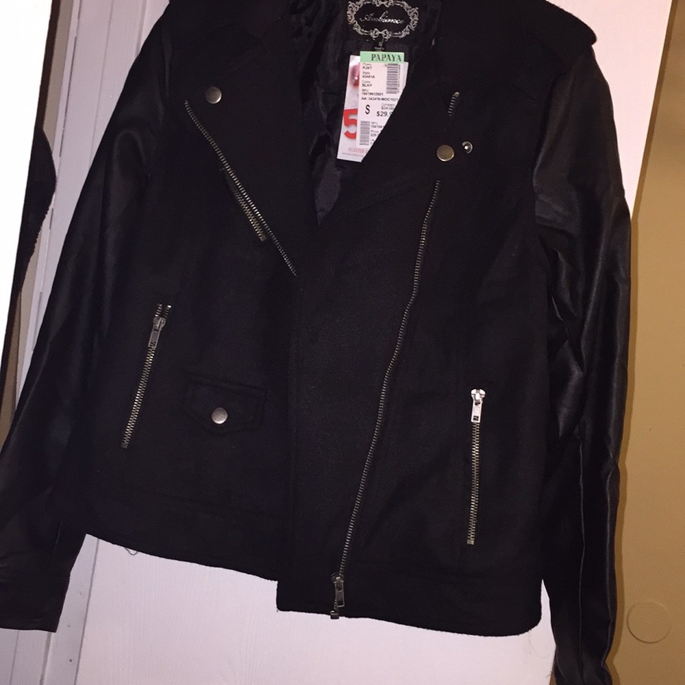 Leather pea coat